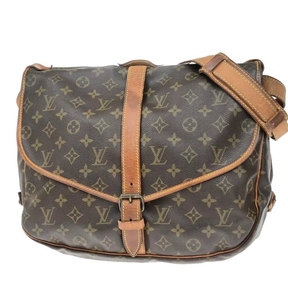 LOUIS VUITTON Saumur 35 Shoulder Bag Monogram Leather BN France